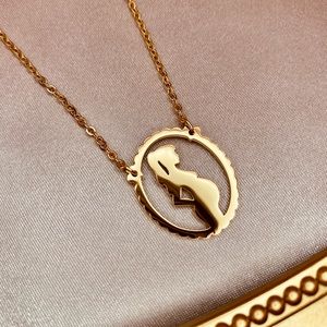 Mom to Be Necklace Dainty Chain Portrait Pregnant Woman Pendant In Gold